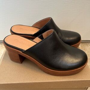 Madewell Black Leather Women's Platform Mules Size 7.5